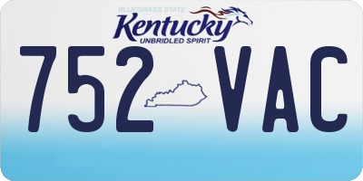 KY license plate 752VAC