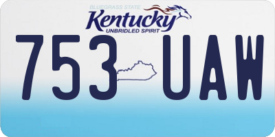 KY license plate 753UAW