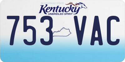 KY license plate 753VAC