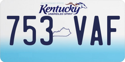 KY license plate 753VAF