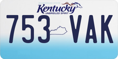 KY license plate 753VAK