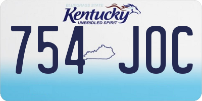KY license plate 754JOC