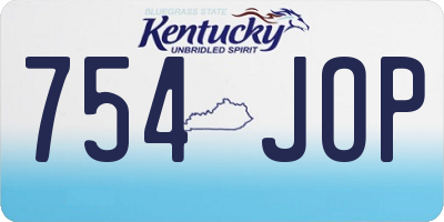 KY license plate 754JOP