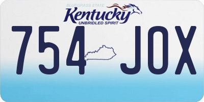 KY license plate 754JOX
