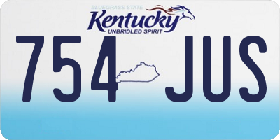 KY license plate 754JUS