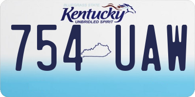 KY license plate 754UAW