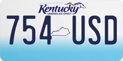 KY license plate 754USD