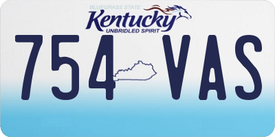 KY license plate 754VAS