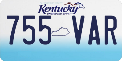 KY license plate 755VAR
