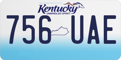 KY license plate 756UAE