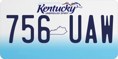 KY license plate 756UAW