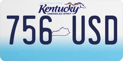 KY license plate 756USD