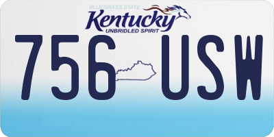 KY license plate 756USW