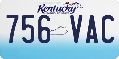 KY license plate 756VAC
