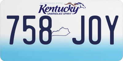 KY license plate 758JOY