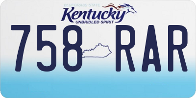 KY license plate 758RAR