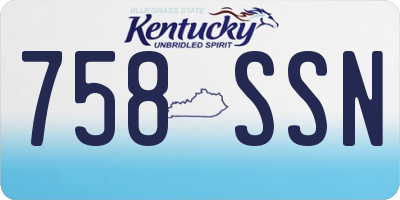 KY license plate 758SSN