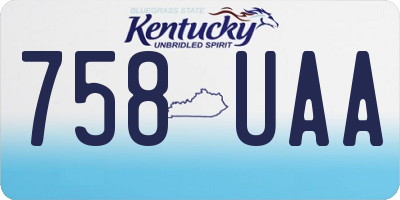 KY license plate 758UAA
