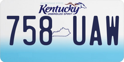 KY license plate 758UAW