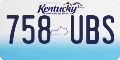 KY license plate 758UBS