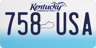 KY license plate 758USA