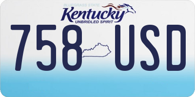 KY license plate 758USD