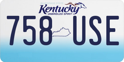 KY license plate 758USE