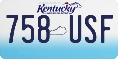 KY license plate 758USF