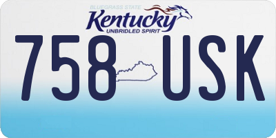 KY license plate 758USK
