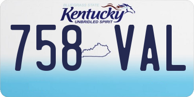 KY license plate 758VAL