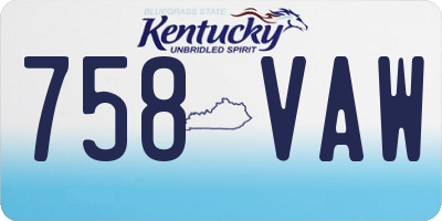 KY license plate 758VAW