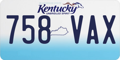 KY license plate 758VAX