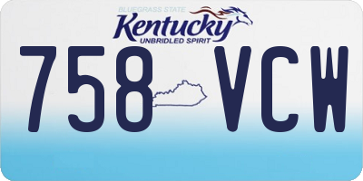 KY license plate 758VCW