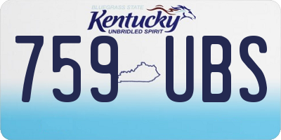 KY license plate 759UBS