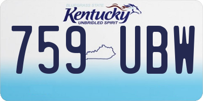 KY license plate 759UBW
