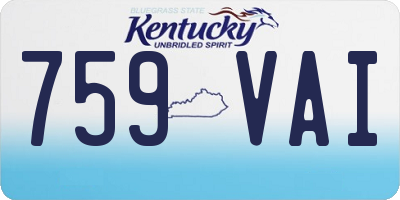KY license plate 759VAI