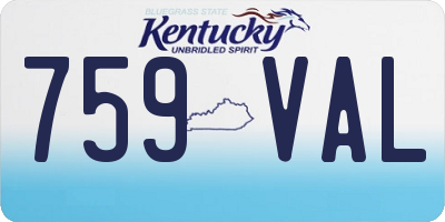 KY license plate 759VAL