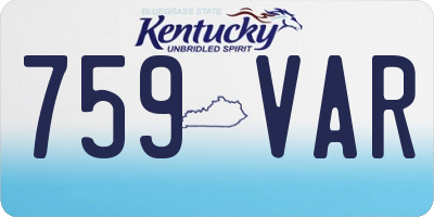 KY license plate 759VAR