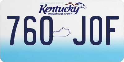 KY license plate 760JOF