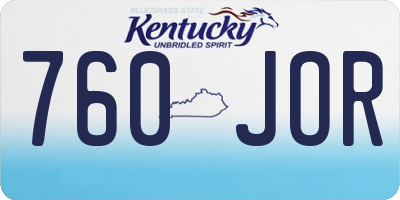 KY license plate 760JOR