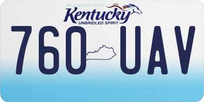 KY license plate 760UAV