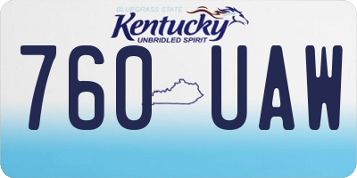 KY license plate 760UAW