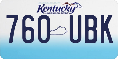 KY license plate 760UBK
