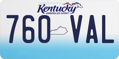 KY license plate 760VAL