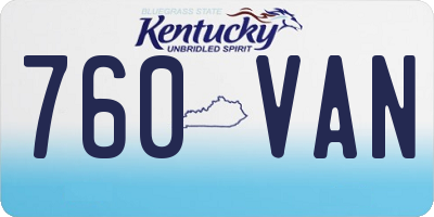 KY license plate 760VAN