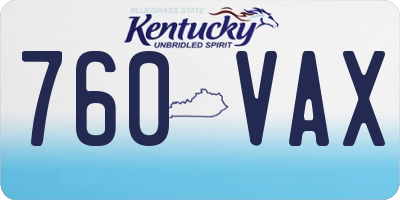KY license plate 760VAX