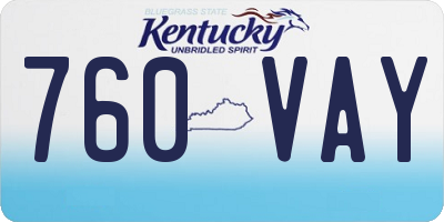 KY license plate 760VAY
