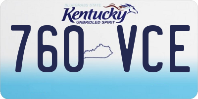 KY license plate 760VCE
