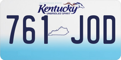 KY license plate 761JOD