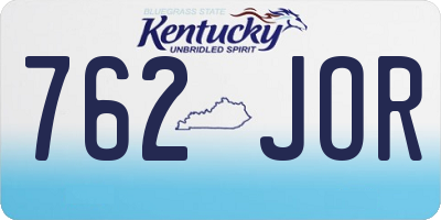 KY license plate 762JOR